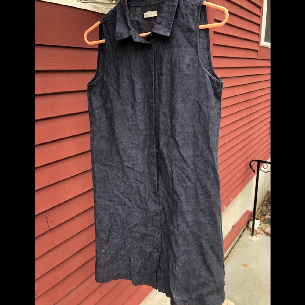Garnet hill linen blue dress- kinda jeans color . In great condition